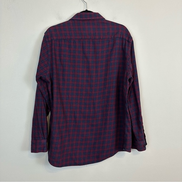 Johnston & Murphy | Red and Blue Plaid Collared Button Down Shirt Size Large - Picture 6 of 6